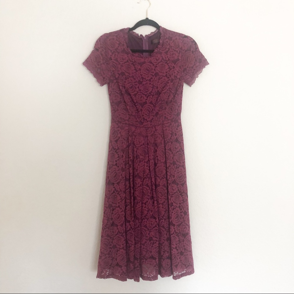 Purple Lace Midi Dress